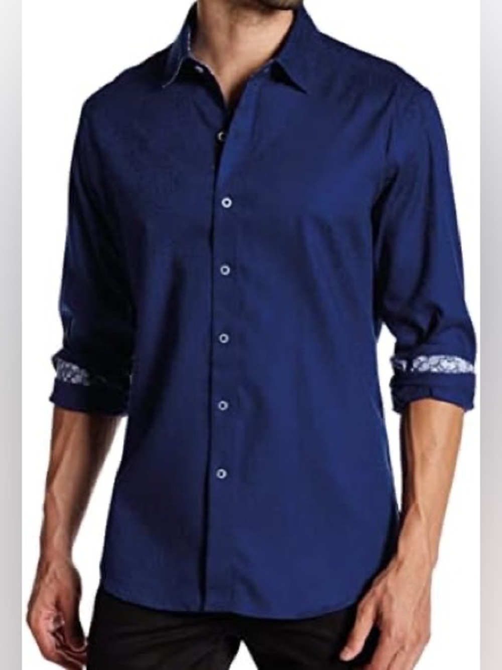 Eton Navy Poplin Dress Shirt Slim Fit Luxury Swedish Designer